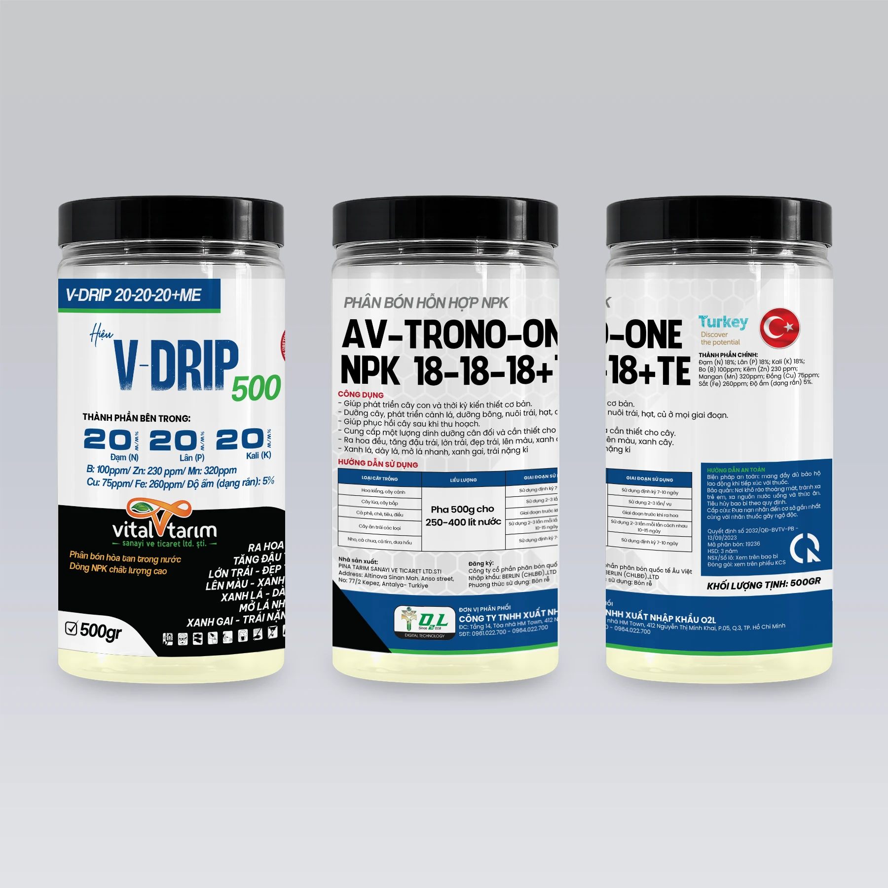 AV-TRONO-ONE NPK 18-18-18+TE – XANH LÁ, RA HOA ĐỀU, TĂNG ĐẬU TRÁI – 500GR