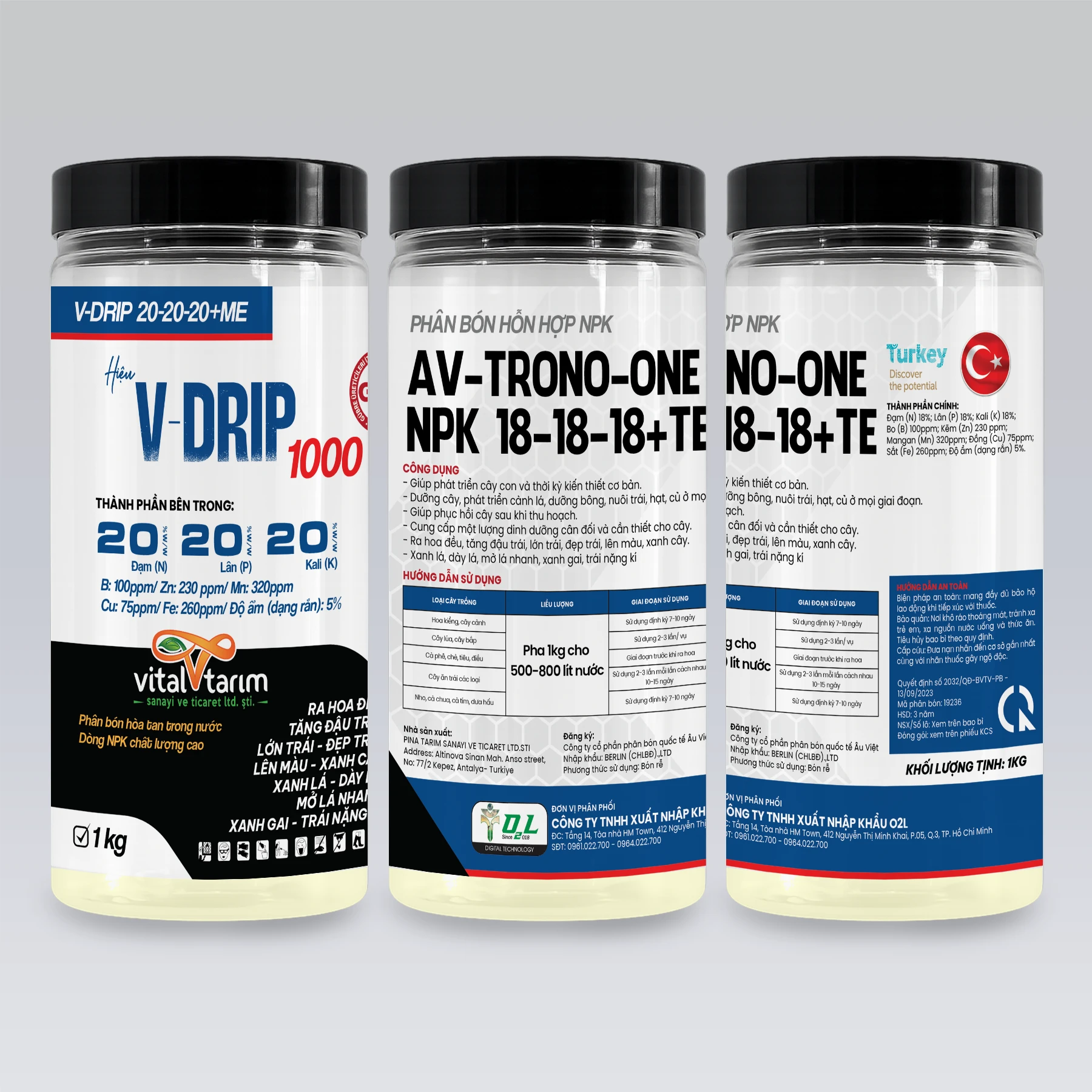 AV-TRONO-ONE NPK 18-18-18+TE – XANH LÁ, RA HOA ĐỀU, TĂNG ĐẬU TRÁI – 1KG