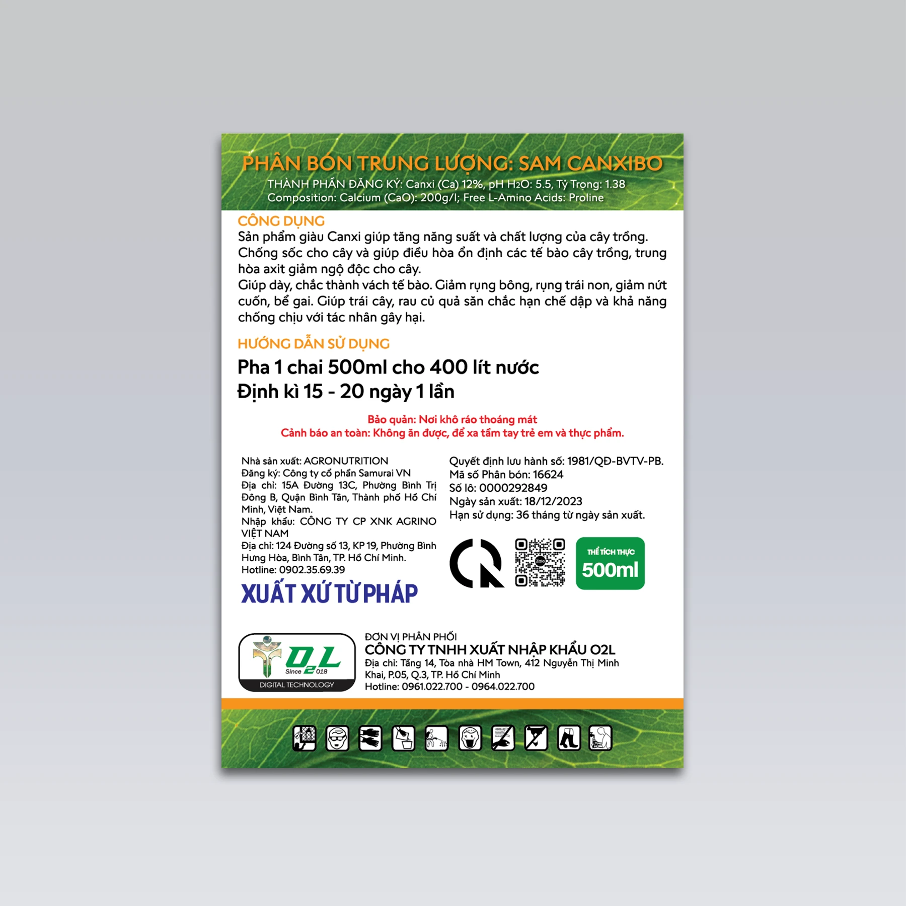 CANXI BO 500ML – Chống rụng hoa nứt trái